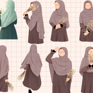 Muslim girls clipart\ Muslim woman svg\ Beautiful Girl with Hijab PNG\ Hijabi Clipart\ Muslim Girl SVG\ Islamic SVG Bundle