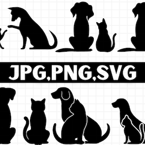 Cat And Dog Silhouettes Svg\ cat and Dog Svg\ Digital Download\ Dog And Cat Png Clipart\ Dog Cat Best Friendship Animal Silhouette Cut Files