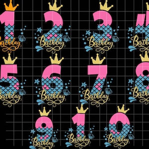 Mermaid Numbers 0-9 Svg\ Mermaid Birthday Svg\ First Mermaid Birthday Svg\ Mermaid Scales Svg\ Birthday Numbers Bundle\ Cricut\ Silhouette