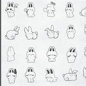 Cute  baby rabbit svg, cartoon bunny bundles, animals cut file, bunny hand  drawn desgin, babt rabbit cricut file, intant download,