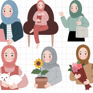 Muslim girls clipart\ Muslim woman svg\ Beautiful Girl with Hijab PNG\ Hijabi Clipart\ Muslim Girl SVG\ Islamic SVG Bundle