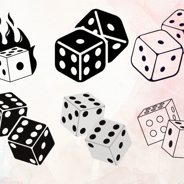 Dice SVG Bundle, Dice SVG Cut Files for Cricut, Gambling svg, casino svg, Dice Clipart, Dice Silhouette, two dice svg, Gambling Svg VECTOR