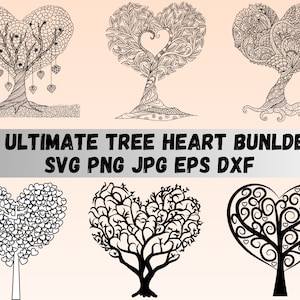 Beautiful Tree Heart Svg , Well Detail Tree heart Svg Bundle , Best Quality Product , Instant Download , Best Tree Heart PNG .