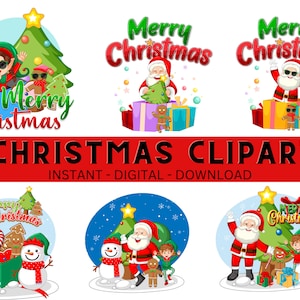 Merry Christmas Clipart | Painted Christmas Clipart | Christmas Illustrations | PNG Graphics | Instant Download for Commercial Use