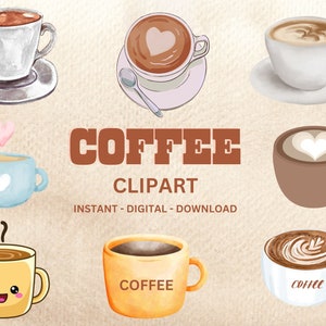 Cute Coffee Clipart , Coffee Scrapbook , Coffee Bundle , Printable Coffee Wall Art , Coffee Art , coffee digital print