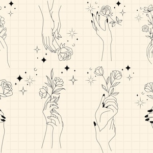 Floral Woman Hands Svg\ Holding hand Svg\ Wildflowers Svg\ Couple hand Svg\ Hand Clipart\ Hands Line Art\ Hands with flowers Svg\ Png\ Dxf
