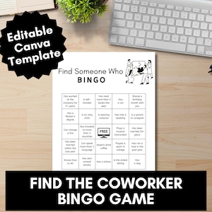 Coworker Bingo Printable: Team Building Office Game (Editable Canva Template)