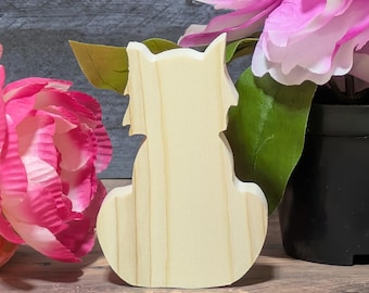 Recorte de gato de madera sin terminar. Figura de Halloween de pie. Gato de madera para pintar. Letrero para puerta DIY. Decoración espeluznante para bandejas. Memorial para gatos DIY.