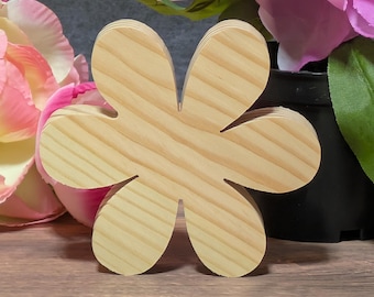 Unfinished Wood Flower Cutout. Standing Summer Craft Shape. Wooden Summer Daisy for Painting. DIY Door Sign. Spring Tier Tray Decor