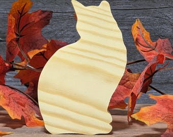 Unfinished Wood Cat Cutout. Standing Halloween Craft Shape. Wooden Cat for Painting. DIY Door Sign. Spooky Tier Tray Decor. DIY Cat Memorial