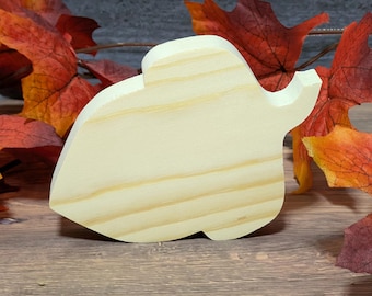 Bellota de madera sin terminar. Figura otoñal de pie. Bellota de madera para pintar. Letrero otoñal para puerta. Decoración de bandejas de Acción de Gracias.