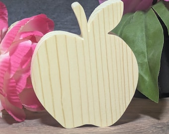 Recorte de manzana de madera sin terminar. Figura decorativa de verano. Figura de comida de madera para pintar. Letrero para puerta DIY. Decoración para bandeja de varios niveles de primavera