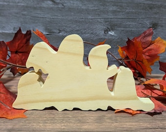 Unfinished Wood Ghost Cutout. Free standing Halloween Craft Shape. Wooden Ghost for Painting. DIY Door Sign. Spooky Fall Tier Tray Decor