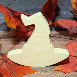 Unfinished Wood Witch Hat Cutout. Standing Halloween Craft Shape. Wooden Witch Hat for Painting. DIY Door Sign. Spooky Fall Tier Tray Decor