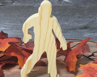 Recorte de zombi de madera sin terminar. Figura de Halloween de pie. Demonio de madera para pintar. Decoración otoñal espeluznante para bandeja. Letrero de fantasma para puerta DIY.