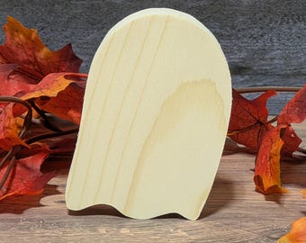 Unfinished Wood Ghost Cutout. Free standing Halloween Craft Shape. Wooden Ghost for Painting. DIY Door Sign. Spooky Fall Tier Tray Decor