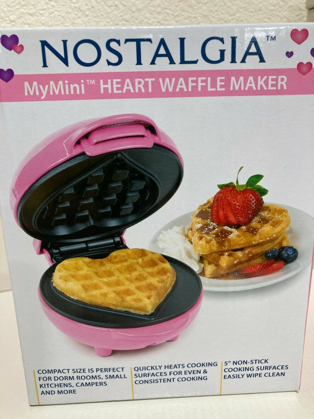 Nostalgia My Mini Heart Waffle Maker, Pink Etsy