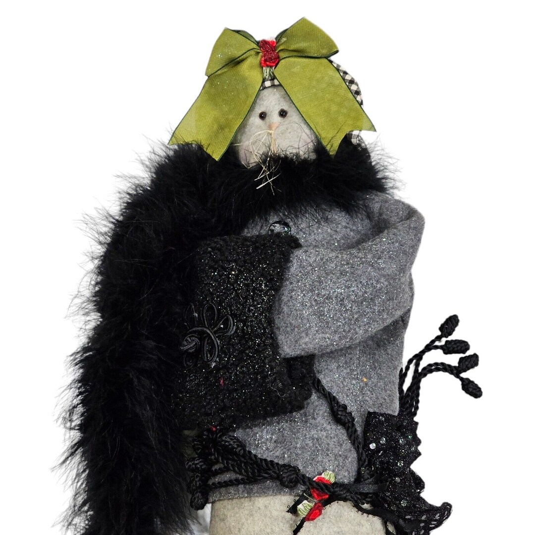 Primitive Felt Rabbit Primitive Christmas Felt Rabbit Large Victorian Sitting or Hanging ...