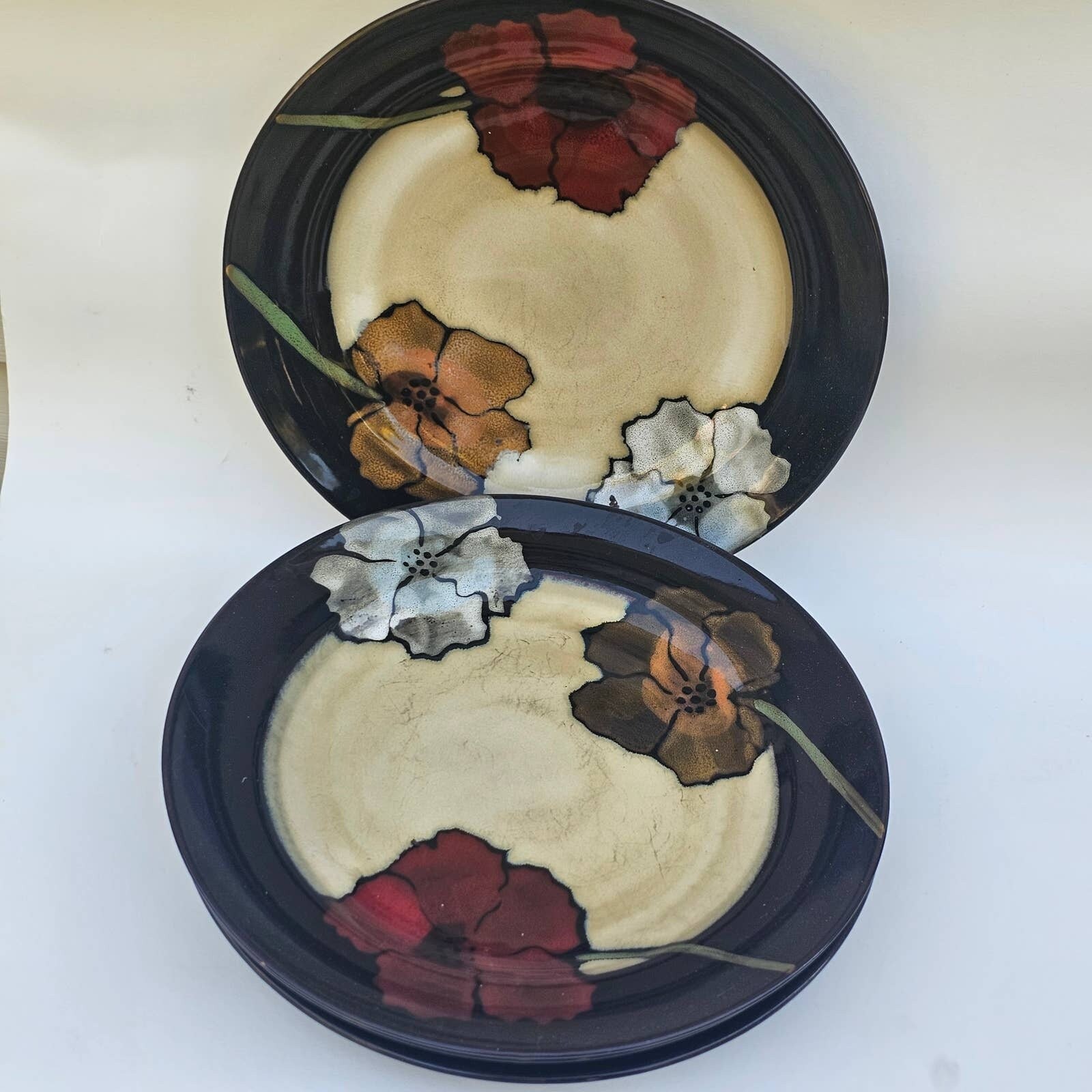 Painted Poppies Dinner Plate 11 Inches Plates Set of by