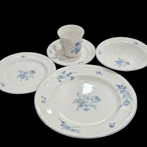 39 Piece Brick Oven Stoneware Jardin Bleu Plates - Etsy