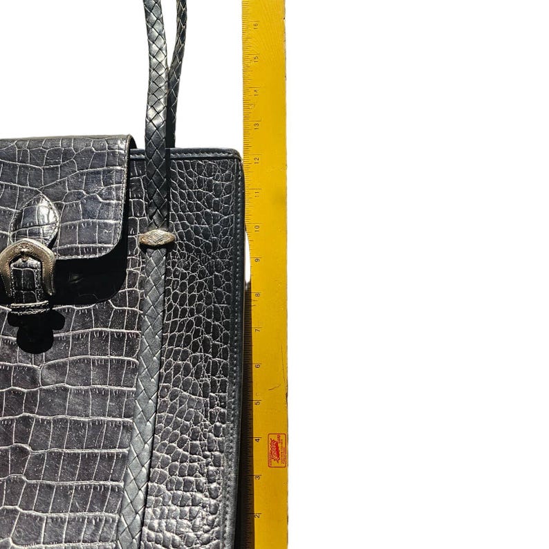 Brighton Vintage Croc svart läder Hobo-väska bild 8