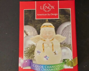 Lenox kleurveranderende doorboorde verlichte engelornament 3,5 inch #840326