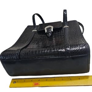 Brighton Vintage Croc svart läder Hobo-väska bild 9