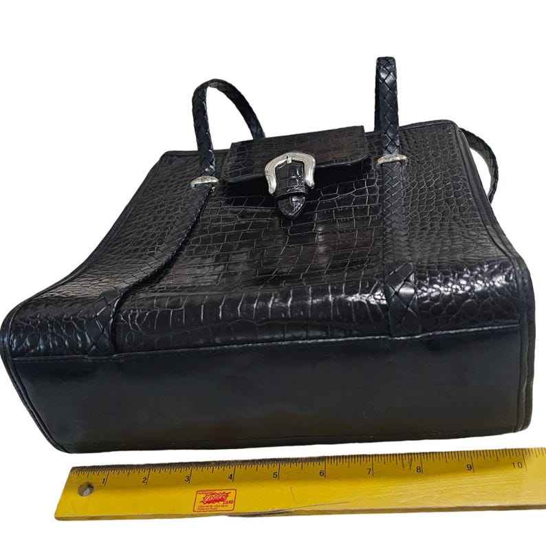 Brighton Vintage Croc svart läder Hobo-väska bild 9