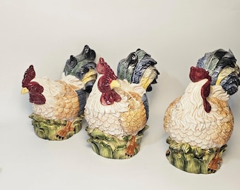 Vintage Otagiri 1981 Sitting Hen Ceramic Cookie Jar Handpainted