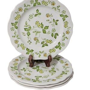 4 1970s Vintage Petite Flora Ironstone Dinner  plates made in Japan for Sears