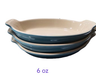 Le Creuset Petite Au Gratin 7&quot; Oval Au gratin Baker Green/White