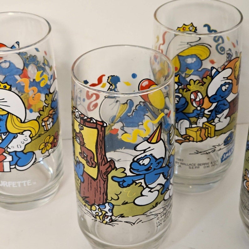 Vintage 1983 SMURF Glasses Set of 4 Handy Harmony 2 Etsy