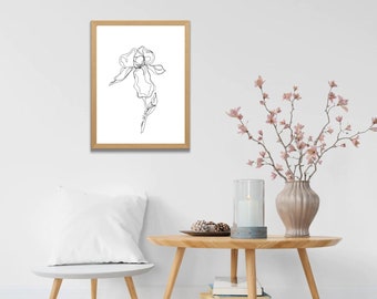 Iris Titled Single Line Flower Fine Art Wall Print
