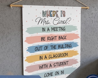 Personalized Where Is The School Psychologist Sign, Boho School Counselor Door Sign, Classroom Teacher Door Sign, Social Worker Office Decor