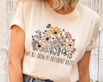Social Worker Shirt, We All Grow At Different Rates T-Shirt, Neurodiversity Shirt, Retro Special Education Teacher Shirt, Counselor Shirt