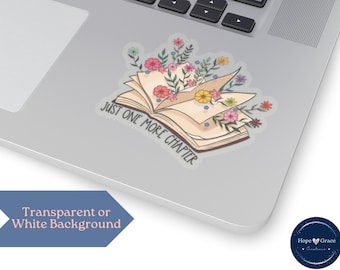 Just One More Chapter Sticker, Floral Book Lover Sticker, Kindle Sticker, Gift For Book Lovers, Librarian Sticker, Reading Teacher Sticker