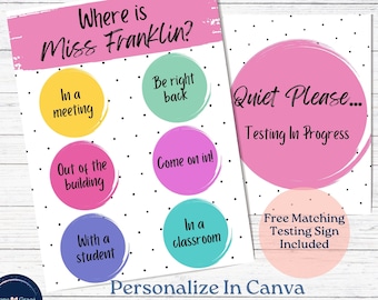 Editable Where Is The School Psychologist Sign, Personalized Teacher Door Sign, Social Worker Office Decor, School Counselor Door Sign Print