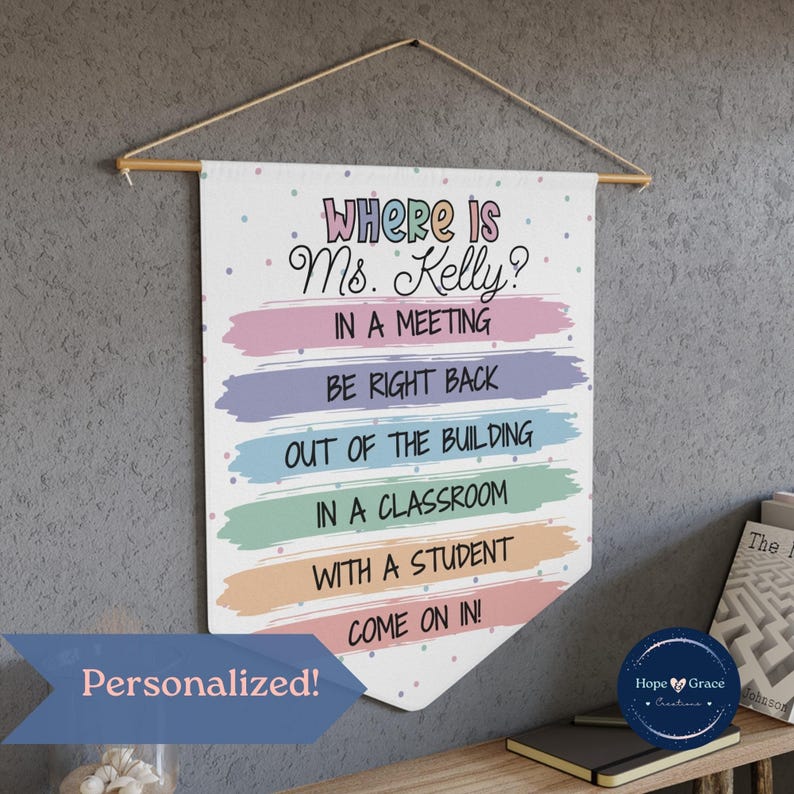 Personalized Where Is The School Psychologist Sign, School Counselor Door Sign, Classroom Teacher Door Sign, Social Worker Office Decor image 1
