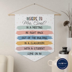 Personalized Where Is The School Psychologist Sign, Boho School Counselor Door Sign, Classroom Teacher Door Sign, Social Worker Office Decor afbeelding 2