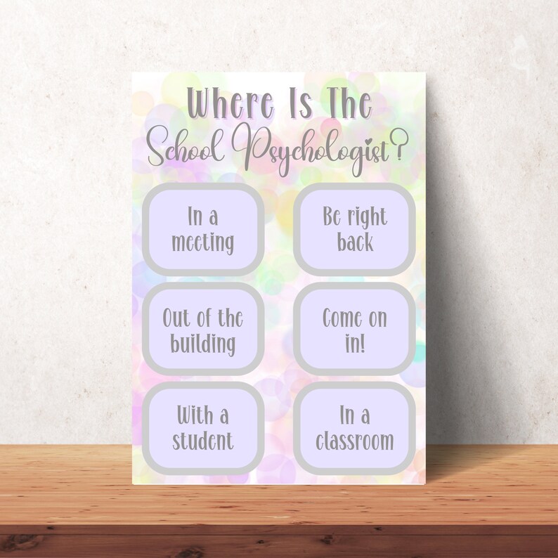 School Psychologist Door Sign, Pastel Where is the School Psych Sign ...