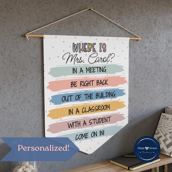 Personalized Where Is The School Psychologist Sign, Boho School Counselor Door Sign, Classroom Teacher Door Sign, Social Worker Office Decor