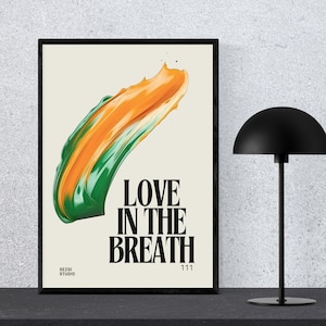 Liebe im Atem Wandkunst | Abstraktes spirituelles Zitat Druck | Engel Zahl 111 Digitales Poster