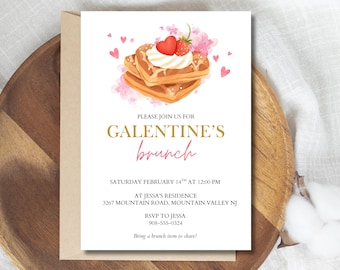 Galentine's Day Brunch Invitation, Editable Canva Template