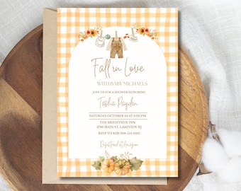 Fall In Love Baby Shower Invitation, Editable Canva Template