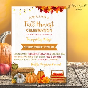 Fall Harvest Invitation - Fall Harvest Invite - Fall Harvest Celebrartion - DIY Invitation