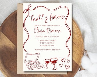 Thats Amore Bridal Shower Invitation, Thats Amore Bridal Party Invite, Editable Canva Template, Printable Invite