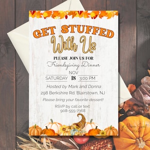 Get Stuffed With Us Invitation - Friendsgiving Invitation - Thanksgiving Invitation