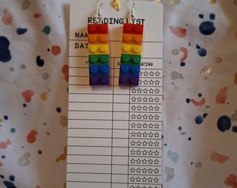 Pendientes Lego arcoíris