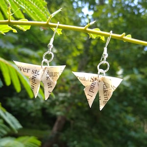 Origami Butterfly Earrings: Handmade Recycled Paper Dangles