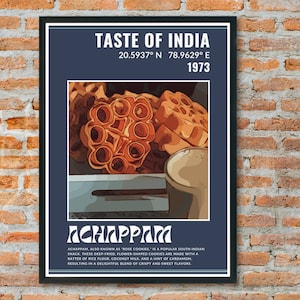 Achappam | India Poster | Desi Art | Kitchen Décor| Food Art | Eat Sign | Pop Art | Housewarming | Digital | South Indian food | Gift | Cafe